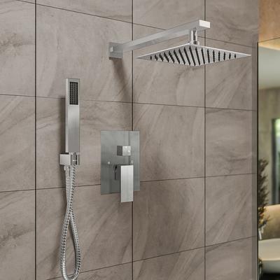 Randolph Morris Tranquill Rainfall Shower Set with Shower Valve, Shower Head, Shower Arm, Handshower Holder, Handshower,and Hose in Chrome RMAS-2SSQ-SQH-HSQQ-C