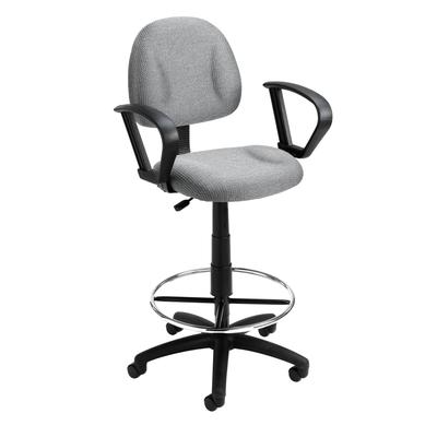 Boss Ergonomic Works Adjustable Drafting Chair with Loop Arms and Removable Foot Rest, Gray (B1617-GY) Each Stools & Drafting Chairs