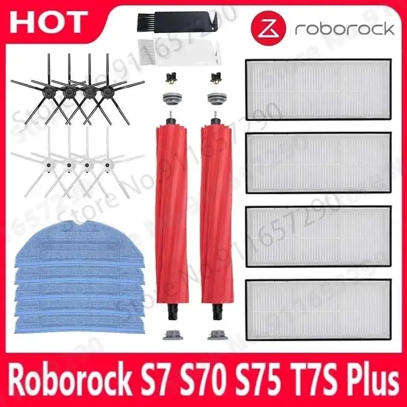 Roborock S7 S70 S75 S7Max s7MaxV T7S Plus HEPA des Filters Hauptbürste/Abdeckung Mopptuch Seitenbürste Staubsaugerzubehör Image