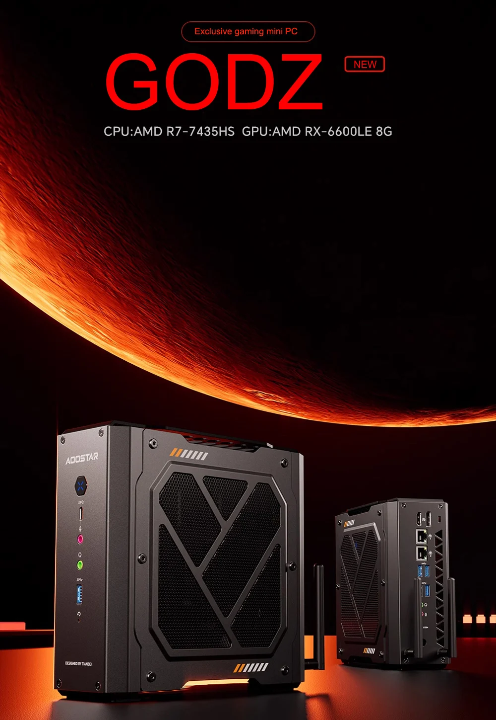 Newest AOOSTAR GODY Gaming Mini PC AMD R9 7940HX 2xDDR5 PCIE4.0 RX 7600XT Dedicated Desktop Computer 2x2.5G LAN WIFI7
