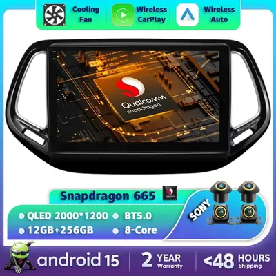 Android 15 Car Radio For Jeep Compass 2017 2018 2019 Multimedia Stereo Video Player 4G LTE 5G WIFI