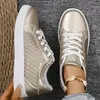 Plus Größe 42 Frauen Gold Turnschuhe Frühling Herbst Neue Frauen Mode Spitze-up Weiche PU Leder Bord Schuhe Damen casual Schuhe
