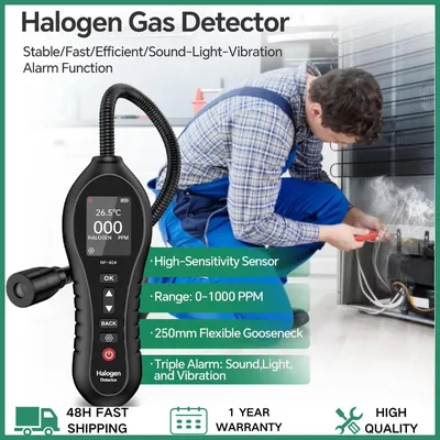 Refrigerant Leak Detector HVAC,0-1000ppm Freon Leak Detector Halogen Gas Freon Sniffer Car AC Leak Detector CFCs HCFCs HFCS R12