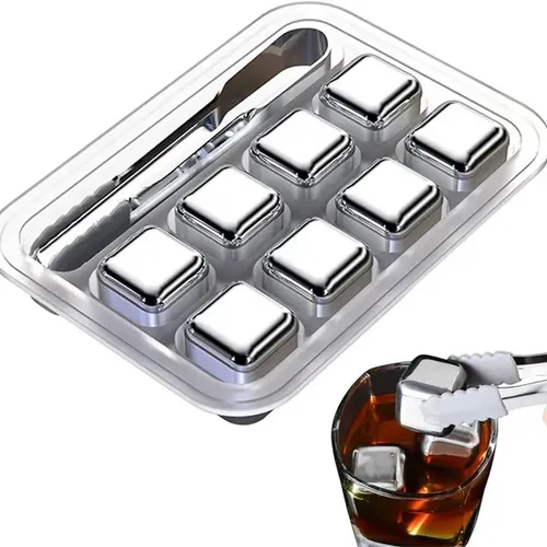 Cubes de glace en pierre de whisky en acier inoxydable, 4/6/8 pièces, ensemble de glaçons réutilisables, Vodka, bière, pierre de glace, refroidisseur de whisky, accessoires de Bar