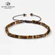JD Bracciale intrecciato con perline di pietra occhio di tigre giallo naturale Bracciale regalo da donna con corda regolabile a forma di blocco lucido per la migliore amica