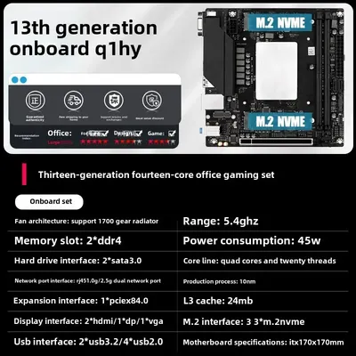 I9 Onboard CPU Group Q1HY Motherboard 13. Generation Desktop Itx Computer 13900/12700H Gaming Office DDR4