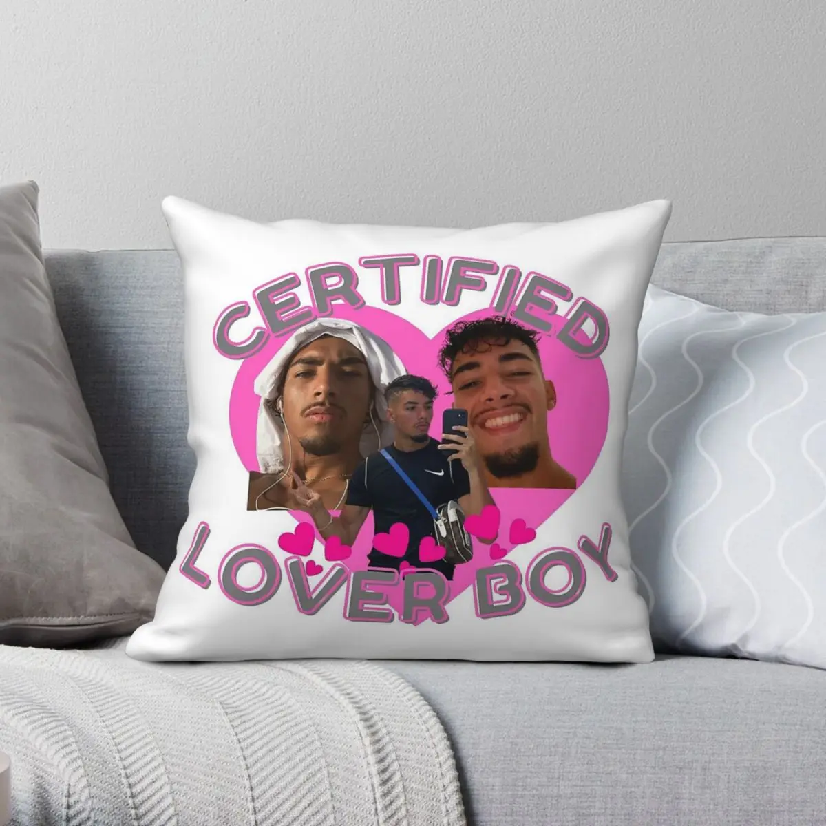 Kidd Kawaki Certified Lover Boy Kissenbezug, Polyester, Leinen, Samt, Muster, Reißverschluss, Überwurfkissenbezug, Sofa-Sitzer-Kissenbezug, 45 x 45 cm Image