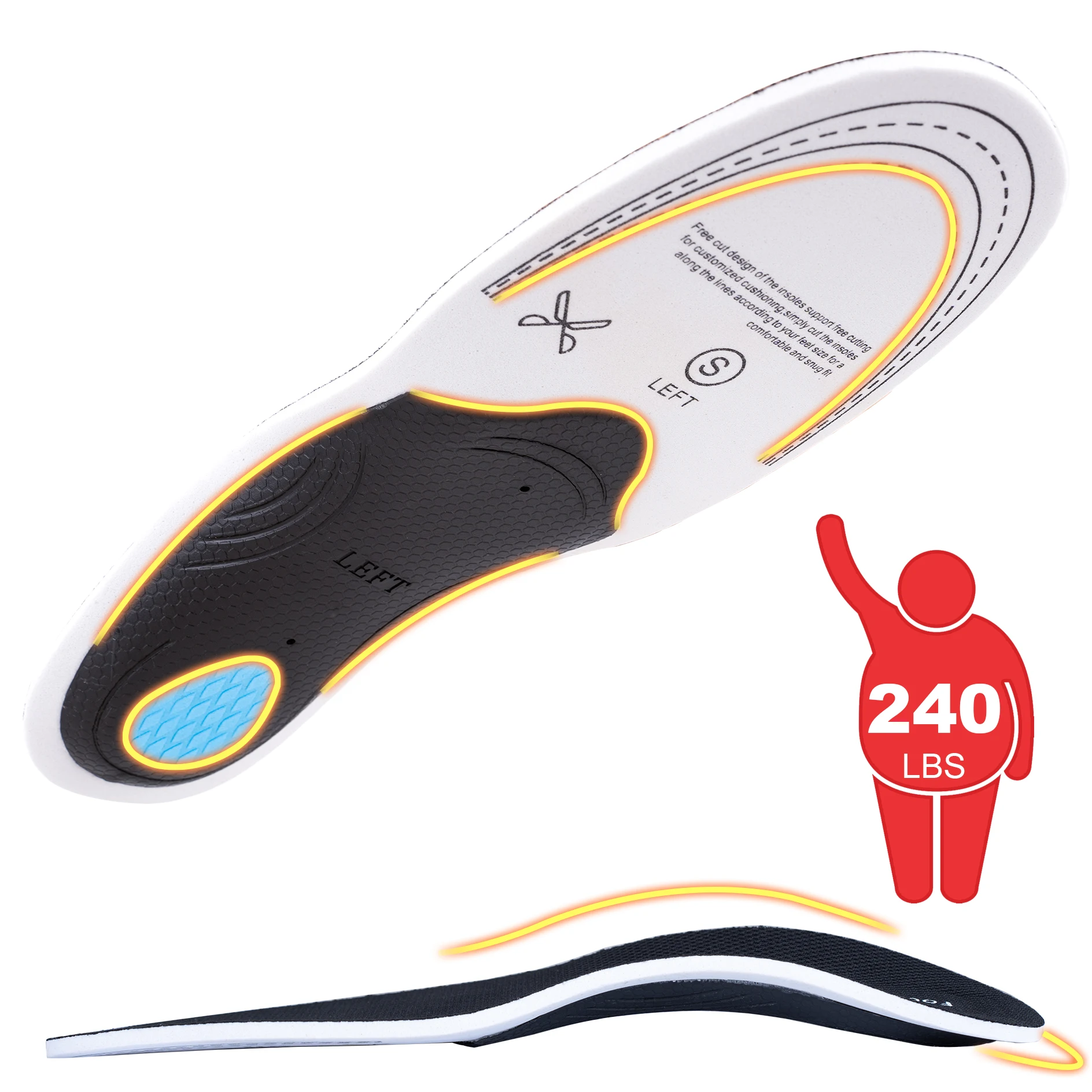 Orthopädische Einlegesohlen, Plattfuß, Gesundheit, Sohlenpolster, EVA, Unisex, Orthesen, Einsätze, Fußgewölbeunterstützung für die Fußpflege Image