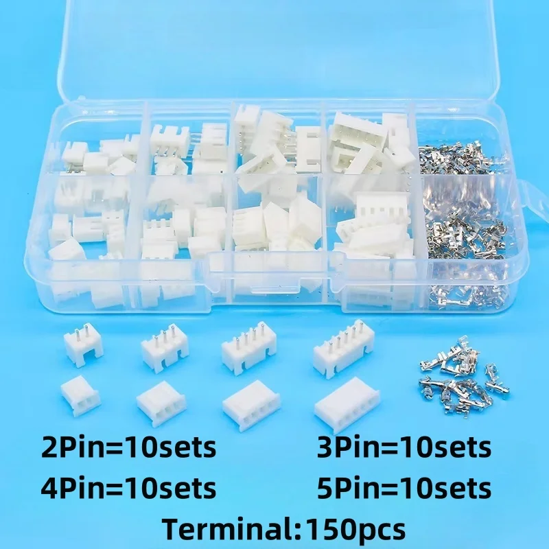 40 Sets im Karton 2p 3p 4p 5 Pin 2,54 mm Pitch Terminal/Gehäuse/Pin Header Connector Wire Connectors Adapter XH Kits Image