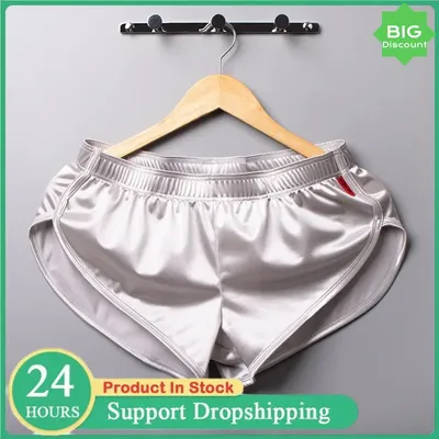 Männer Höschen Herren Sexy Pyjamas Boxer Shorts Glatte Seide Unterwäsche Männer Schlaf Bottoms Homewear Lounge Shorts Männliche Höschen Boxer Image