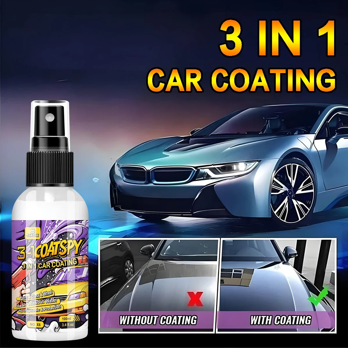 3 In 1 Auto Keramik Nano Beschichtung Spray Beschichtung Nano Kristall Super Hydrophobe Schicht Polieren Farbe Mittel Auto Polnischen Beschichtungen X6 Image