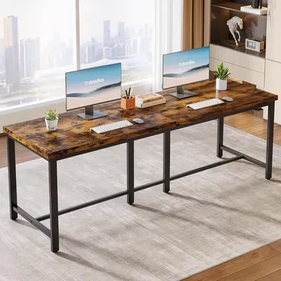78.7 inch Double Computer Desk, Extra Long 2 Person Desk Workstation, Large Office Desk Study Writing Table for Home Office