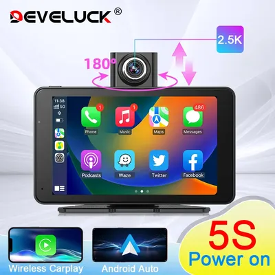 Universal 7 inch 2.5K Dash Cam Car DVR Multimedia Video Player Wireless Carplay & Android Auto