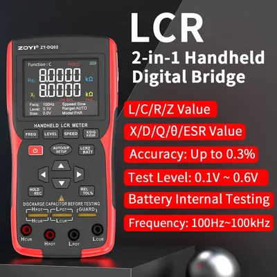ZOYI High-Precision Handheld Bridge ZT-DQ02 LCR Lithium Battery Internal Resistance Meter 18650