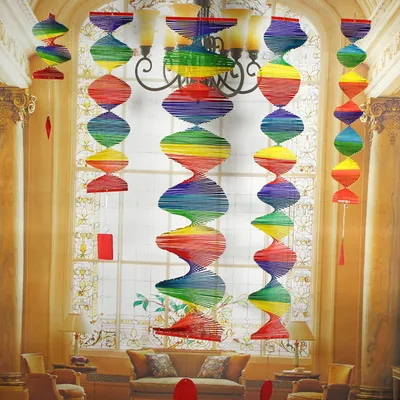 Rainbow 3D Wind Spinner Colorful Handmade Bamboo Hanging Wind Chimes for Garden Outdoor Indoor Decoration