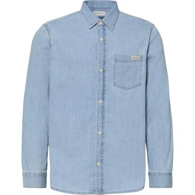 Jeanshemd CALVIN KLEIN JEANS "CASUAL CLASSIC", Herren, Gr. S, N-Gr, stevie blau, Web, Obermaterial: 100% Baumwolle, unifarben, casual, klassisch normal, Rundhals, Langarm eingesetzt,Ärmel mit Ärmelschlitz Manschette mit Schlitz, Hemden, Mit... Image