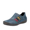 Slipper RIEKER, Damen, Gr. 40, blau (royalblau), Lederimitat, kontrastfarbene Details, sportlich, Schuhe, Schlupfschuh, Slip-on Sneaker, Halbschuh mit weicher Innensohle