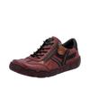 Sneaker RIEKER, Damen, Gr. 41, rot (rot, schwarz), Lederimitat, unifarben mit Farbeinsatz, casual, Schuhe, Schnürschuh, Halbschuh, Freizeitschuh mit Ziernähte