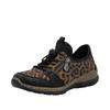 Slip-On Sneaker RIEKER, Damen, Gr. 38, schwarz (leo, schwarz), Lederimitat, Textil, animal-print, casual, Schuhe, Schlupfschuh, Leo-Sneaker, Freizeitschuh mit MemoSoft-Innensohle