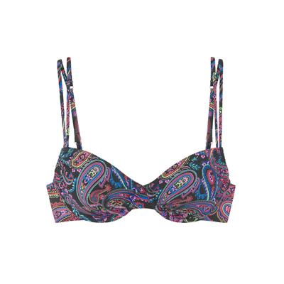 Bügel-Bikini-Top VENICE BEACH "Paislee", Damen, Gr. 42, Cup C, schwarz (schwarz bedruckt), Recycling-Polyamid, bedruckt, Paisleymuster, Bikini-Oberteile, bedruckt, verstellbare Doppelträger, herausnehmbare Softcups, Mix-Kini Image