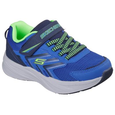 Sneaker SKECHERS "MICROSPEC TREAD", Kinder, Gr. 35, blau (blau, navy), Lederimitat, Textil, kontrastfarbene Details, sportlich, Schuhe, Freizeitschuh mit Klettverschluss, Größenschablone zum Download Image