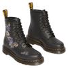 Schnürboots DR. MARTENS "Vonda", Damen, Gr. 36, schwarz, lila geblümt, Lederimitat, geblümt, modisch, Schuhe, Boots, Festival-Boots, Stiefel in schmaler Form