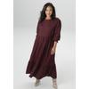 Jerseykleid ANISTON PLUS, Damen, Gr. 48, N-Gr, rot (bordeaux), Cru00eape, Obermaterial: 98% Polyester, 2% Elasthan, Strukturmuster, modisch, figurumspielend knöchelfrei, Rundhals, Smokbündchen, Kleider, in trendiger Farbpalette - NEUE KOLLEKTION
