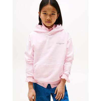 Hoodie TOMMY HILFIGER "MINI CORP HOODIE", Jungen, Gr. 16 (176), rosa (light pink), Sweatware, Obermaterial: 80% Baumwolle, 20% Polyester, unifarben, casual, bequem, Langarm Rippbündchen, Sweatshirts, mit Logodruck Image