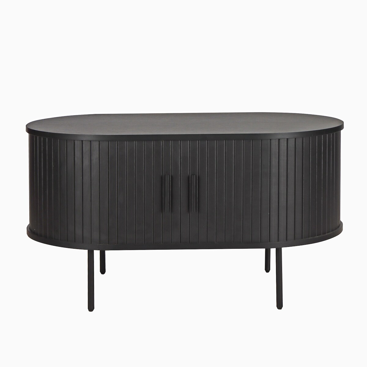 Möbilia Couchtisch/TV-Board | 2 Schiebetüren | B 100 x T 60 x H 55 cm | schwarz | 32020011 | Serie LOWBOARD Image