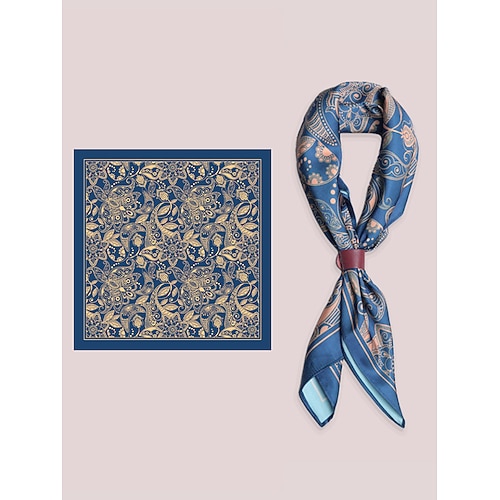 Herren-Halstuch mit Paisley-Muster und quadratischem Halsausschnitt und Lederschnalle, Polyester-Bandana im Vintage-Stil für Outdoor-Reisen, Partys und den Alltag Image