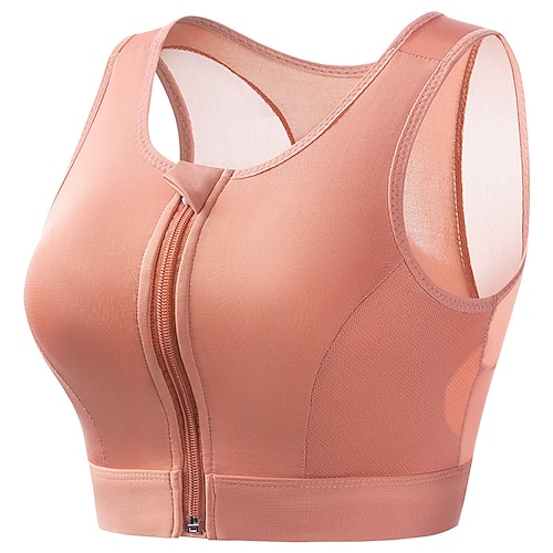 Damen Yoga-BH Pilates-BH Sport-BH BH-Top Push-Up Hosen nahtlos Antivibration Reißverschluss Bürgellos Einfarbig Sport Sportkleidung Schwarz Weiß Fitnessstudio Zumba Laufen Image