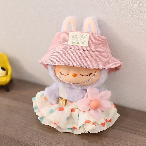 Kleidung für 17 cm Puppen, Rock-Set für Puppen, 2-teiliges Set, Hut, Rock-Outfit, Premium-Mode, süßes Kleid für 17 cm Puppen, Zubehör (keine Puppe)