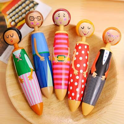 TEMU 5pcs Retractable Ballpoint Pen, Quick-drying Ink, Fine Tip, Oval-funny Office Supplies Image