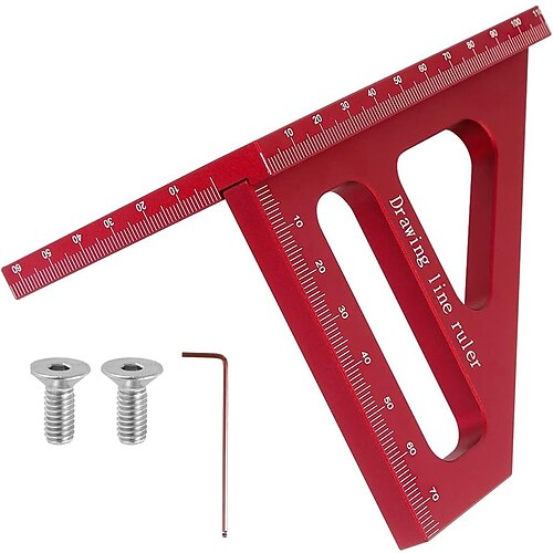 3D-Mehrwinkel-Messlineal, 45/90 Grad, Aluminiumlegierung, Holzbearbeitung, Winkelmesser, Gehrungsdreieck, Lineal, hochpräzises Layout-Messwerkzeug für Ingenieure und Schreiner Image