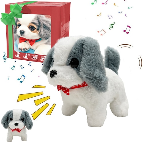 Roboterhund Mein realistischer Roboterwelpe Interaktives Welpen-Spielzeug das geht bellt den Schwanz wedelt Plüschhaustier für Kinder und Erwachsene Realistisches Roboterhundespielzeug Geschenk das Image