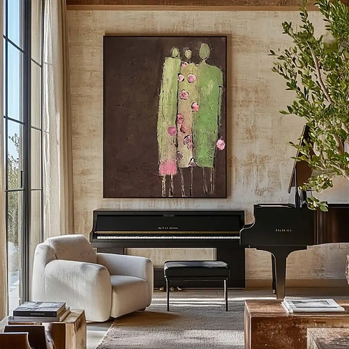 handgefertigtes Ölgemälde auf Leinwand, Wandkunst, Dekoration, abstrakte Figuren für die Inneneinrichtung, gespannter Rahmen, hängendes Gemälde/gerolltes rahmenloses, ungedehntes Gemälde Image