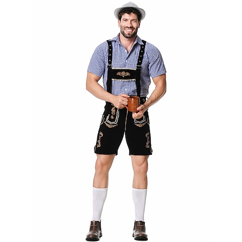 Passendes Oktoberfest Kostüm - Dirndl für Frauen oder Lederhosen für Männer bayerisches Bierkleid im alpinen deutschen Stil perfekt für Bierfest Party Halloween Themenparty – Separat für Ihn Sie Image