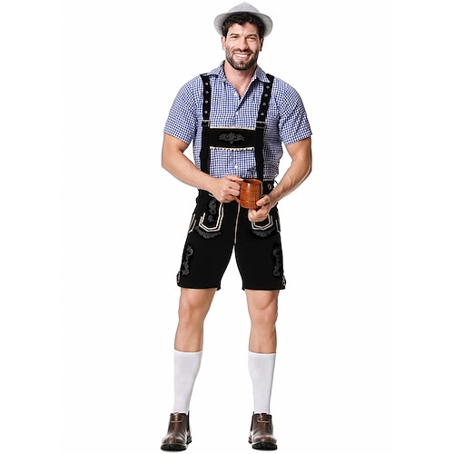 Passendes Oktoberfest Kostüm - Dirndl für Frauen oder Lederhosen für Männer bayerisches Bierkleid im alpinen deutschen Stil perfekt für Bierfest Party Halloween Themenparty – Separat für Ihn Sie Image