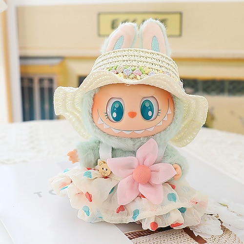 Kleidung für 17 cm Puppen, Rock-Set für Puppen, 2-teiliges Set, Hut, Rock-Outfit, Premium-Mode, süßes Kleid für 17 cm Puppen, Zubehör (keine Puppe)