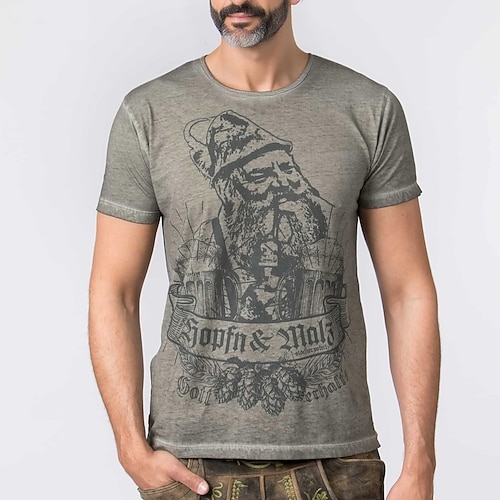 T-Shirt Lederhosen T-Shirt Match Bayerisch München Deutsch alpin Erbe T-Shirt Ärmel Grafik für Herren Erwachsene 3D-Druck für Karneval Oktoberfestbier Party Image