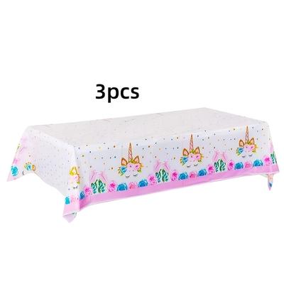 TEMU 1pc & Unicorn Floral Tablecloth - Disposable Rectangular Plastic Table Cover With Sparkling Details, ' Birthday Parties & Furniture Decor, Unicorn Birthday Party Supplie Image