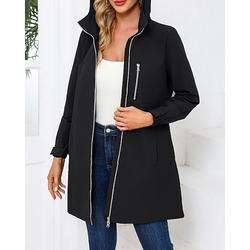 Damen Trenchcoat Warm Bequem Reißverschluss Tasche Mode Einfach Straße Ausgehen Reisverschluss Lang Mit Kapuze Normale Passform Langarm Oberbekleidung Schwarz Rosa Himmelblau Herbst Winter