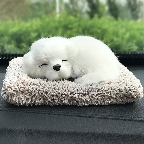 Simulation Welpen Plüschspielzeug Niedliches Tierpüppchen Süßer schlafender Hund Stofftier Hund Zimmer Auto Dekoration Geburtstag für Kinder Kleinkinder Baby Weihnachtsgeschenk Image