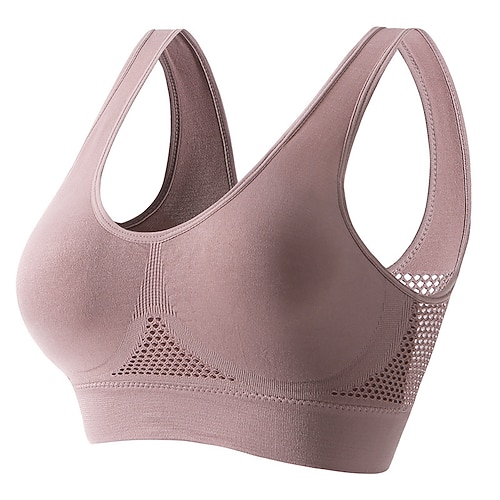 Damen Yoga-BH Sport-BH Pilates-BH BH-Top Push-Up Hosen nahtlos Antivibration Ungepolstert Bürgellos Einfarbig Sport Sportkleidung Hellblau Dunkelviolett Fitnessstudio Zumba Laufen Image