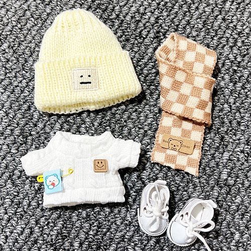 17cm Vinyl Puppenkleidung Zubehör Handgefertigte Häkelkleidung für 6,7 Zoll Vinyl Figur Modeoutfits Einzigartiger Stil (Outfit nur) Weihnachtsgeschenk Image