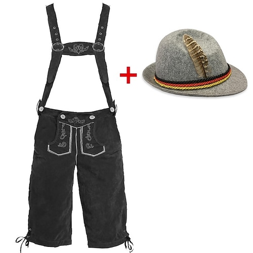 Oktoberfest Lederhosen Alpenhut Bayerisch Deutsch alpin Wiesn Herren Party Bier Festival Stoff im traditionellen Stil Image