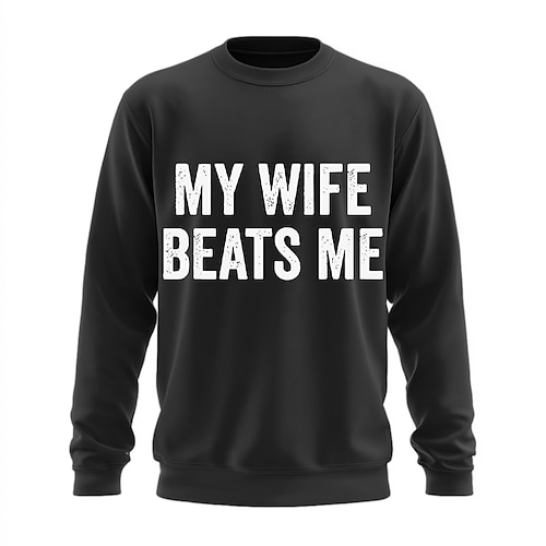 Meine Frau schlägt mich Lustiges Grafik-Langarm-Sweatshirt für Männer - Familienhumor Image