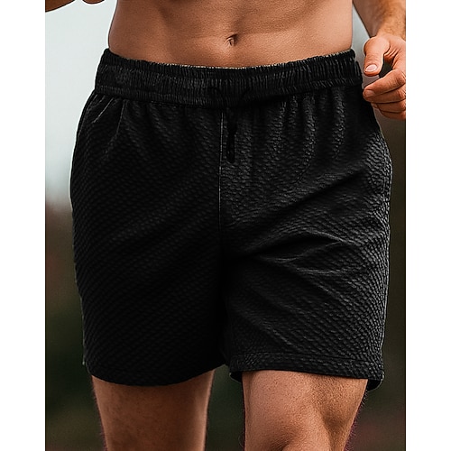 Herren Laufshorts Sportshorts Sommer Außen Normale Passform Schnelltrocknend Leicht Elastisch Atmungsaktiv Shorts Elastischer Bund Schwarz Weiß Tennis Golfspiel Laufen M L XL XXL XXXL Image