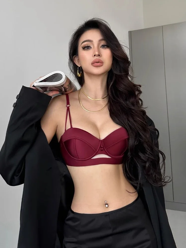 MOYISU Anime Braut Set VS Style Half Cup Minimizer BH Höschen Push Up Effekt Kleine Büste Enhancer Retro Dessous Hochzeitsgeschenk Image