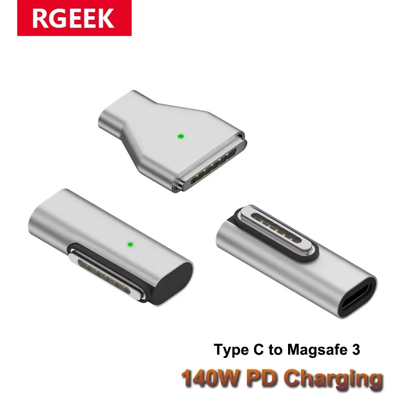 RGEEK 140 W PD Typ-C Buchse auf Magsafe 3 Konverteranschluss 28 V 5 A Laptop USB-C Magnetadapter für MacBook Air/Pro Image
